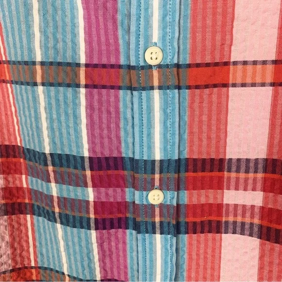 Rye by Hawker Rye Seersucker Plaid Button Front Short Sleeve size XL - Picture 7 of 11